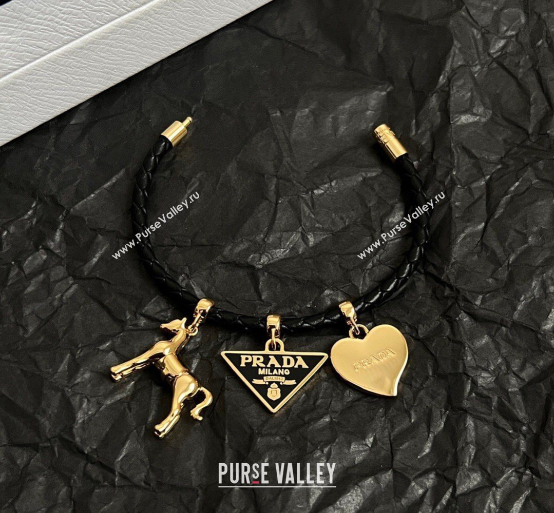 Prada Leather Bracelet Black 2026 PR032302 (YF-260323004)