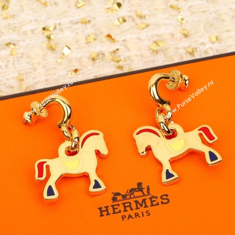 Hermes Horsebit Earrings Yellow Gold/Red 2026 H032102 (YF-260321015)