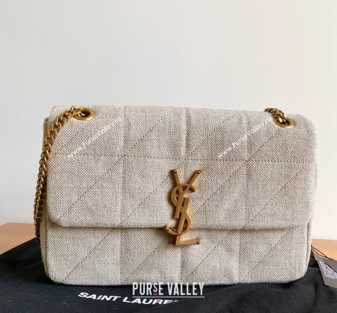 Saint Laurent Jamie Medium "Carre Rive Gauche" Bag in Quilted Linen  634820 2022 (YIDA-22020910)