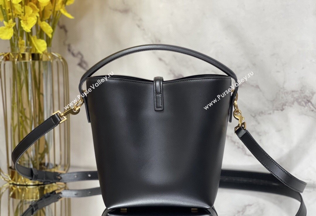 Saint Laurent Le 37 Small Bucket bag in Shiny Leather 749036 Black 2024 (nana-240202003)