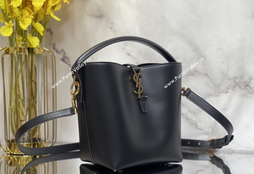 Saint Laurent Le 37 Small Bucket bag in Shiny Leather 749036 Black 2024 (nana-240202003)