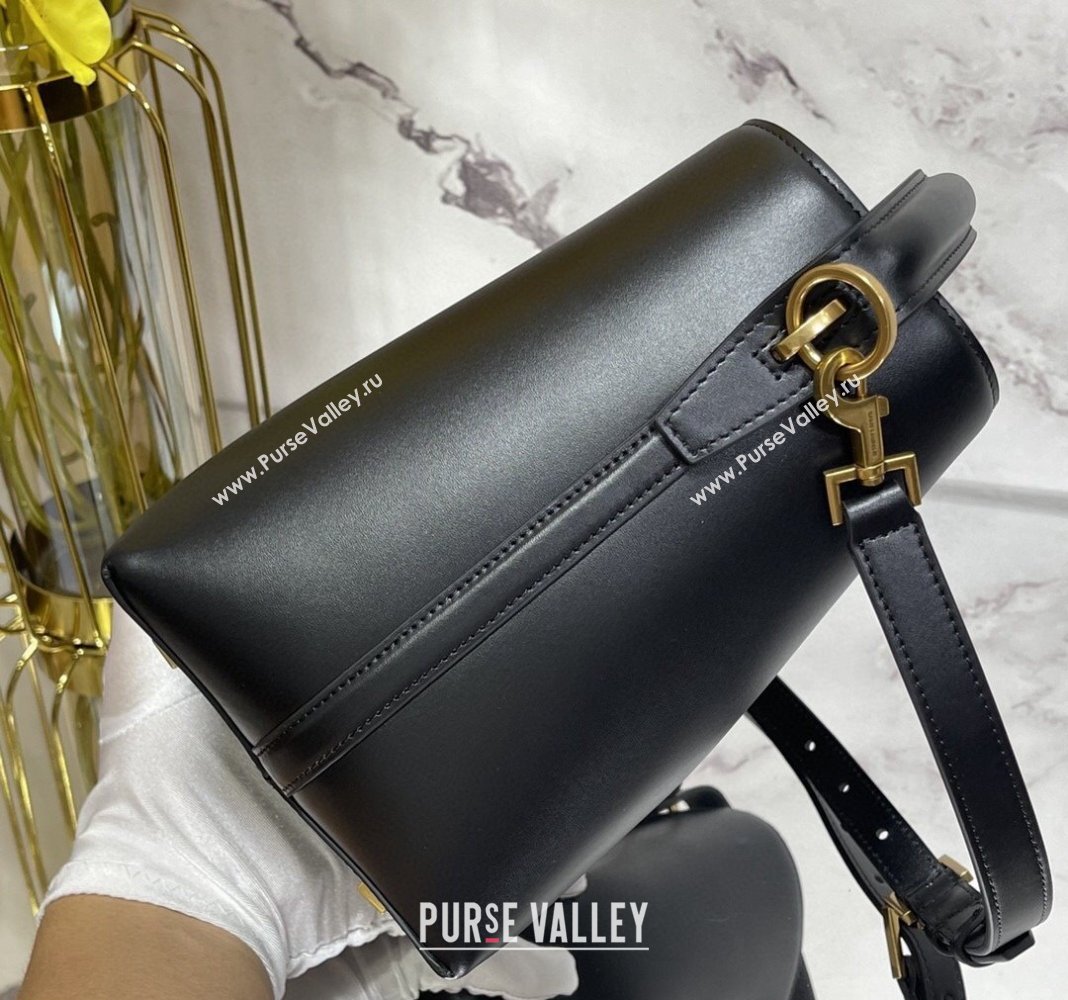 Saint Laurent Le 37 Small Bucket bag in Shiny Leather 749036 Black 2024 (nana-240202003)