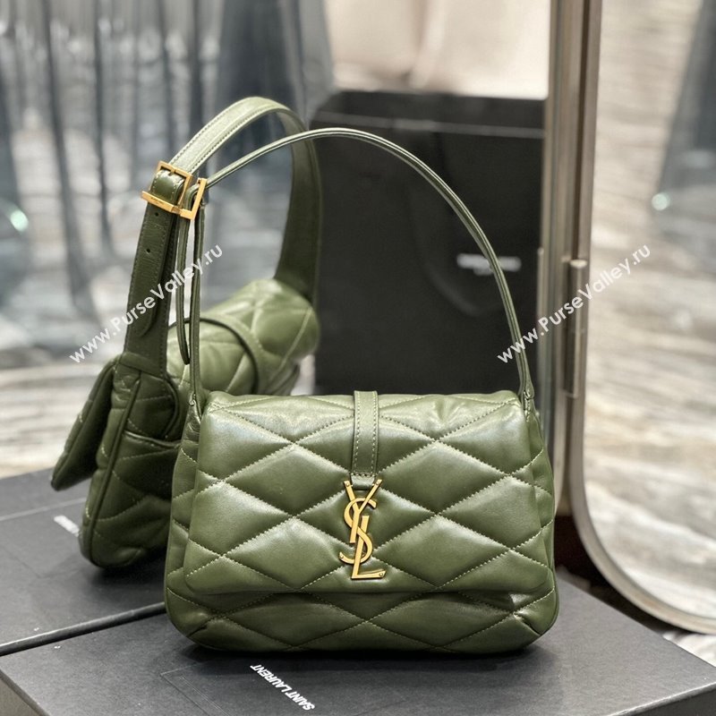 Saint Laurent Le 57 Shoulder Bag in Quilted Lambskin 698567 Green 2024 (YY-240202011)