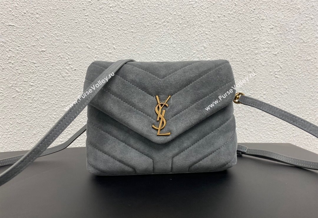 Saint Laurent LOULOU TOY Bag in MATELASSÉ "Y" Suede 467072 Dark Grey 2024 (YY-240202013)