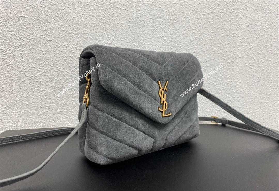 Saint Laurent LOULOU TOY Bag in MATELASSÉ "Y" Suede 467072 Dark Grey 2024 (YY-240202013)