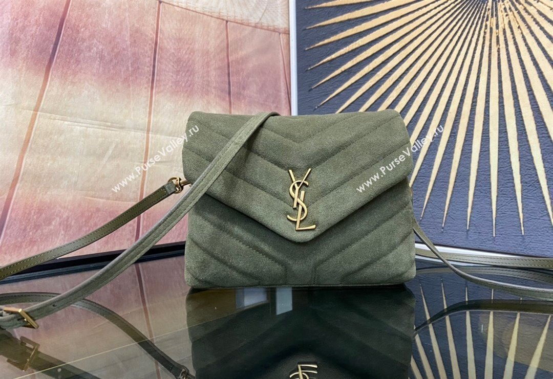 Saint Laurent LOULOU TOY Bag in MATELASSÉ "Y" Suede 467072 Green 2 2024 (YY-240202014)