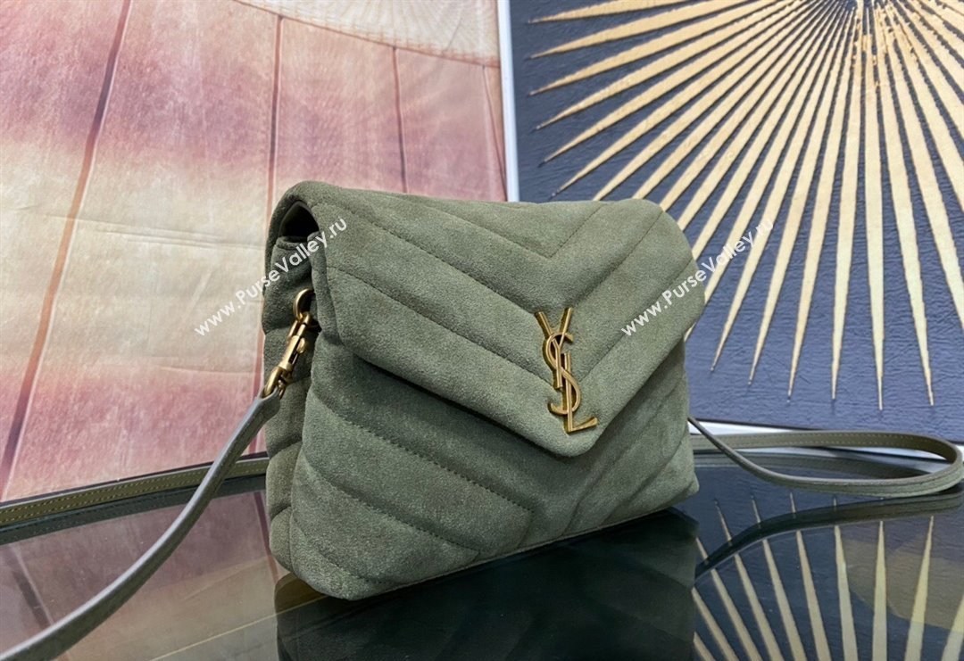 Saint Laurent LOULOU TOY Bag in MATELASSÉ "Y" Suede 467072 Green 2 2024 (YY-240202014)