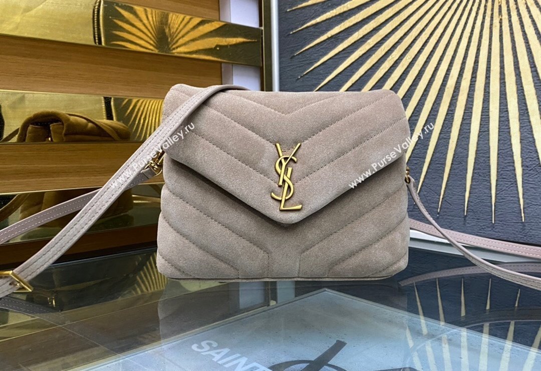 Saint Laurent LOULOU TOY Bag in MATELASSÉ "Y" Suede 467072 Beige Grey 2024 (YY-240202017)