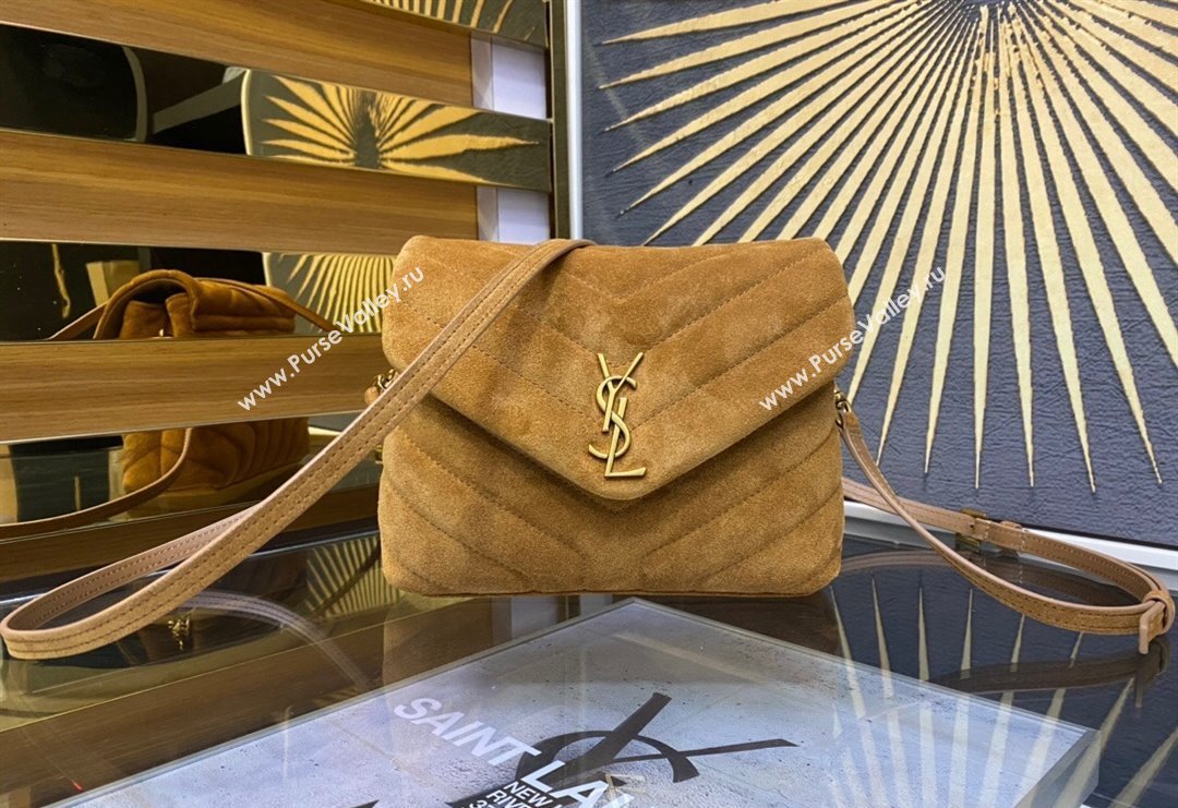 Saint Laurent LOULOU TOY Bag in MATELASSÉ "Y" Suede 467072 Camel Brown 2024 (YY-240202019)