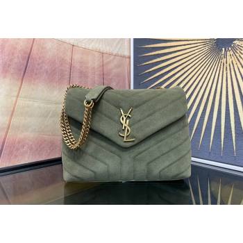 Saint Laurent Loulou Small Bag in "Y" Matelasse Suede 494699 Green 2 2024 (YY-240202021)