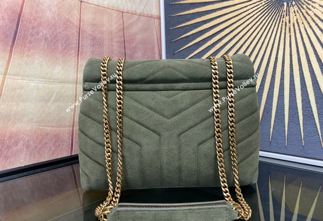 Saint Laurent Loulou Small Bag in "Y" Matelasse Suede 494699 Green 2 2024 (YY-240202021)