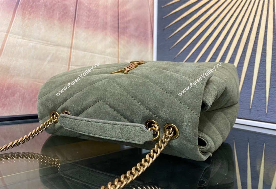 Saint Laurent Loulou Small Bag in "Y" Matelasse Suede 494699 Green 2 2024 (YY-240202021)