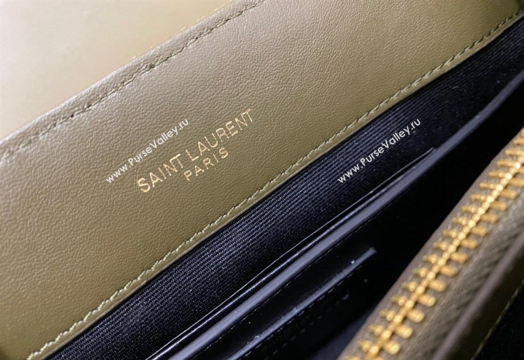 Saint Laurent Loulou Small Bag in "Y" Matelasse Suede 494699 Green 2 2024 (YY-240202021)