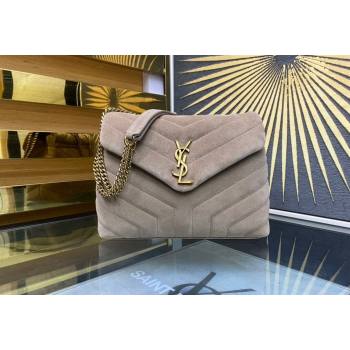 Saint Laurent Loulou Small Bag in "Y" Matelasse Suede 494699 Beige Grey 2024 (YY-240202023)