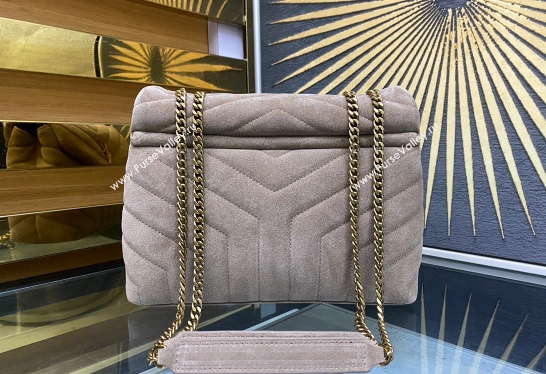 Saint Laurent Loulou Small Bag in "Y" Matelasse Suede 494699 Beige Grey 2024 (YY-240202023)