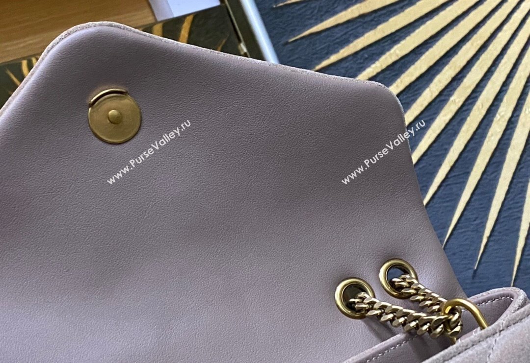 Saint Laurent Loulou Small Bag in "Y" Matelasse Suede 494699 Beige Grey 2024 (YY-240202023)