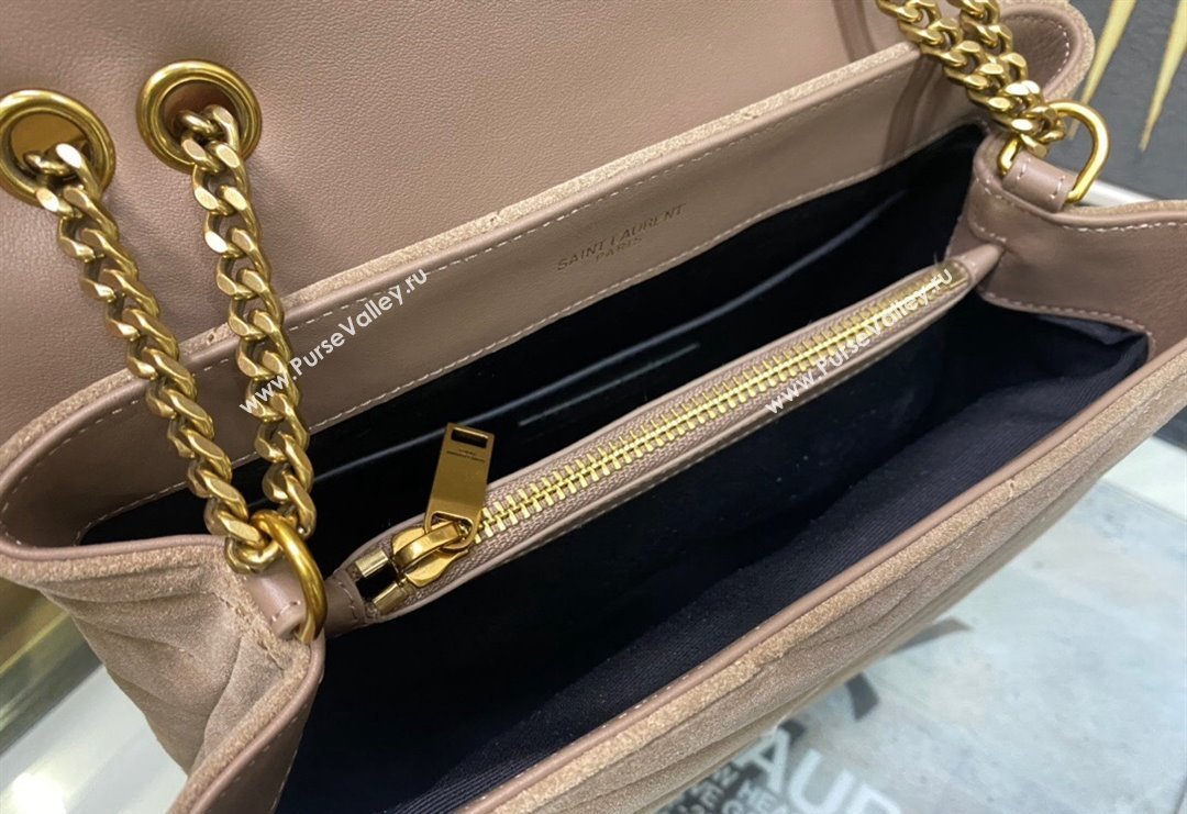 Saint Laurent Loulou Small Bag in "Y" Matelasse Suede 494699 Beige Grey 2024 (YY-240202023)