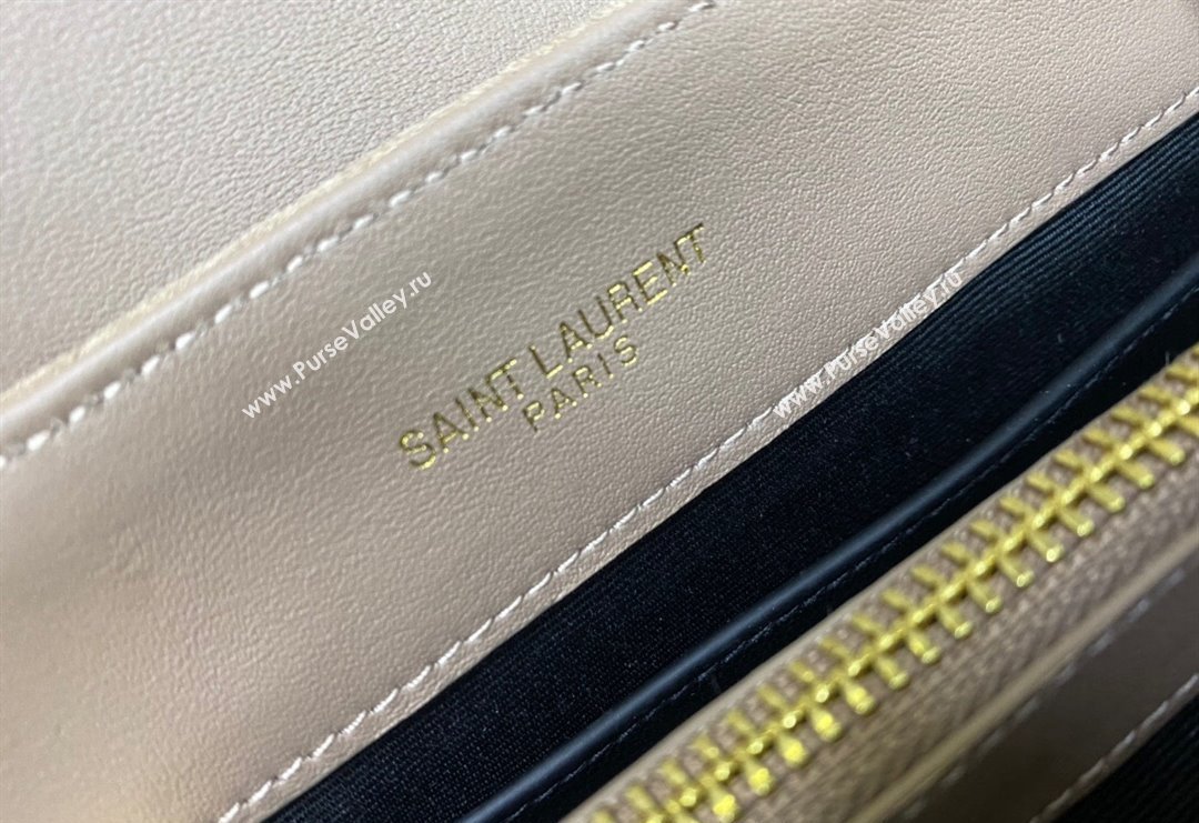 Saint Laurent Loulou Small Bag in "Y" Matelasse Suede 494699 Beige Grey 2024 (YY-240202023)