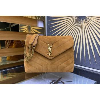 Saint Laurent Loulou Small Bag in "Y" Matelasse Suede 494699 Camel Brown 2024 (YY-240202025)