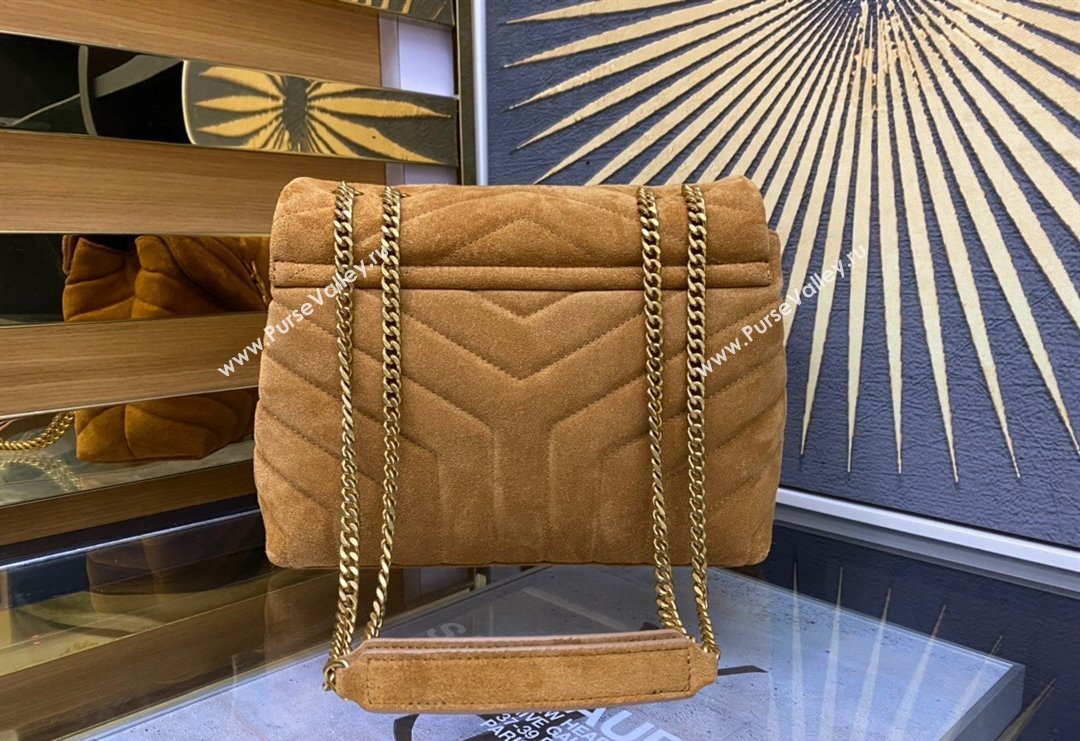 Saint Laurent Loulou Small Bag in "Y" Matelasse Suede 494699 Camel Brown 2024 (YY-240202025)