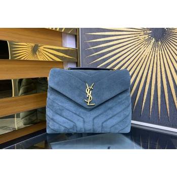 Saint Laurent Loulou Small Bag in "Y" Matelasse Suede 494699 Dusty Blue 2024 (YY-240202026)