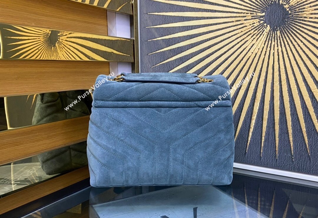 Saint Laurent Loulou Small Bag in "Y" Matelasse Suede 494699 Dusty Blue 2024 (YY-240202026)