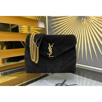 Saint Laurent Loulou Small Bag in "Y" Matelasse Suede 494699 Black 2024 (YY-240202027)