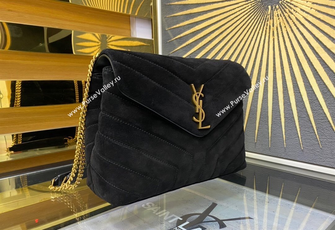 Saint Laurent Loulou Small Bag in "Y" Matelasse Suede 494699 Black 2024 (YY-240202027)