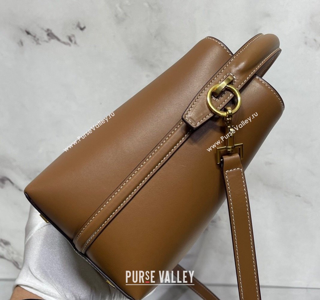 Saint Laurent Le 37 Small Bucket bag in Shiny Leather 749036 Brown 2024 (nana-240202001)