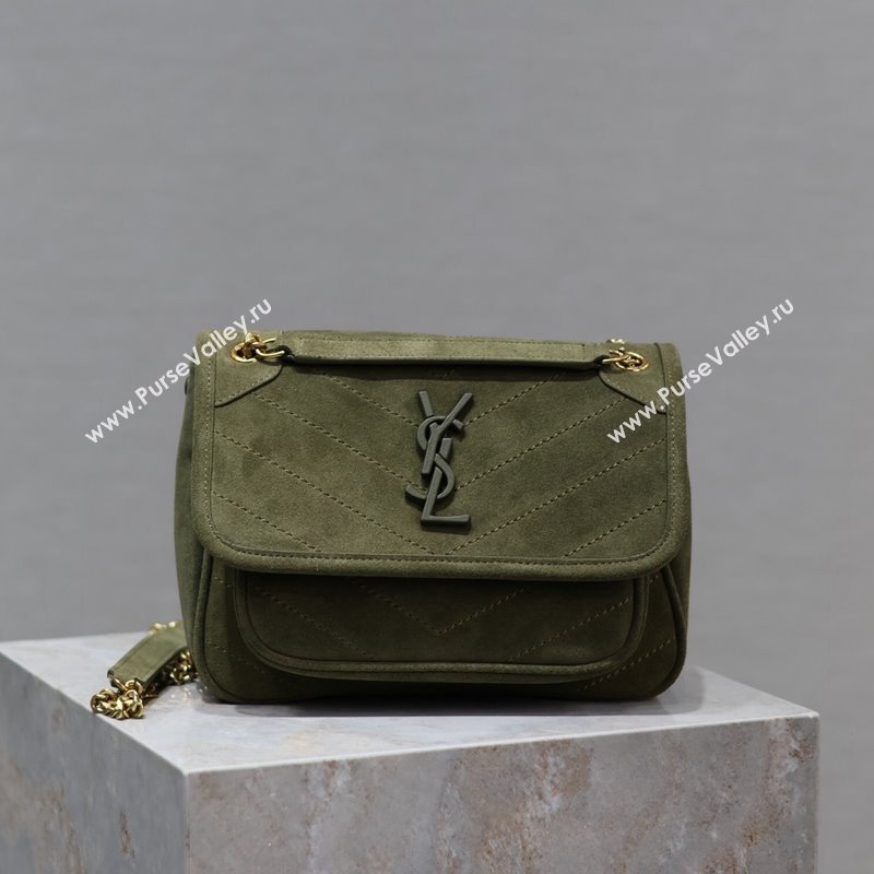 Saint Laurent Niki Baby Bag in Suede 533037 Khaki Green 2024 0202 (YY-240202029)