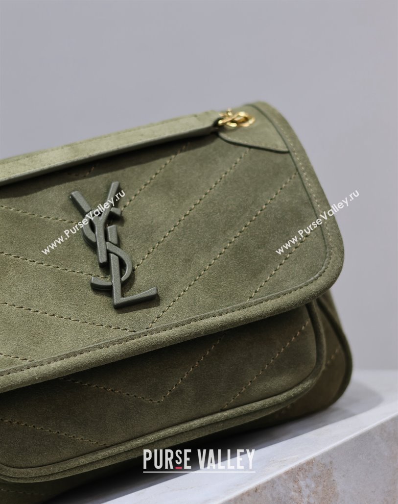 Saint Laurent Niki Baby Bag in Suede 533037 Khaki Green 2024 0202 (YY-240202029)