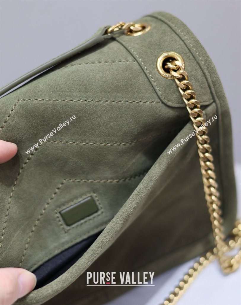 Saint Laurent Niki Baby Bag in Suede 533037 Khaki Green 2024 0202 (YY-240202029)