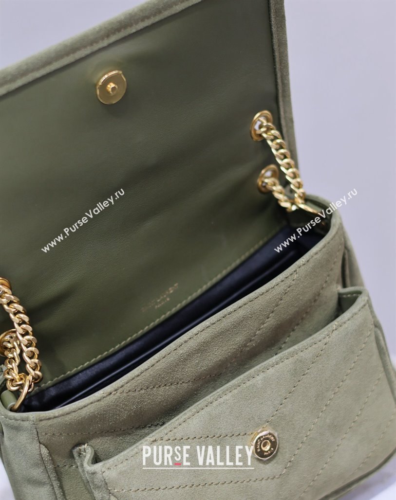 Saint Laurent Niki Baby Bag in Suede 533037 Khaki Green 2024 0202 (YY-240202029)