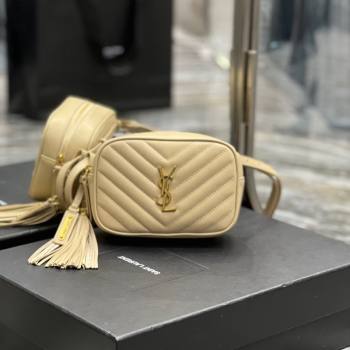 Saint Laurent Lou Tassel Belt Bag in Chevron Leather 534817 Beige 2024 0202 (YY-240202032)