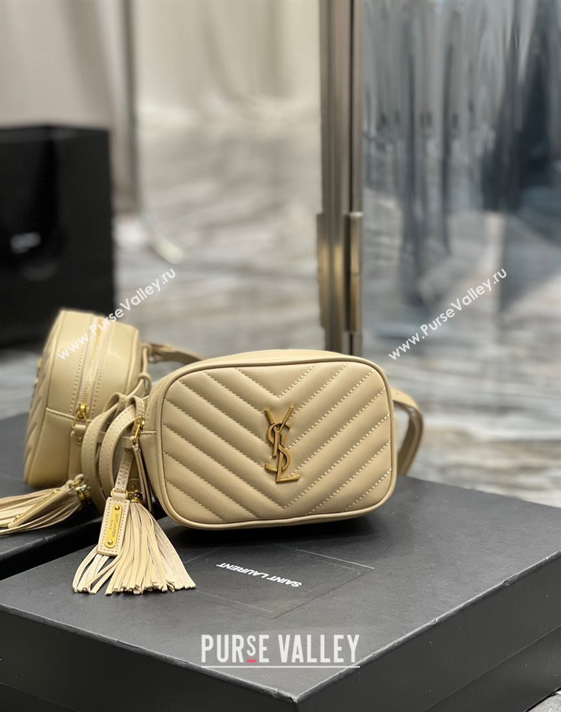 Saint Laurent Lou Tassel Belt Bag in Chevron Leather 534817 Beige 2024 0202 (YY-240202032)