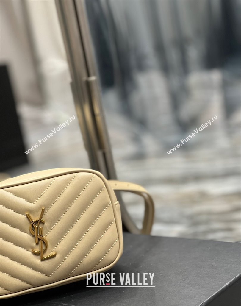 Saint Laurent Lou Tassel Belt Bag in Chevron Leather 534817 Beige 2024 0202 (YY-240202032)