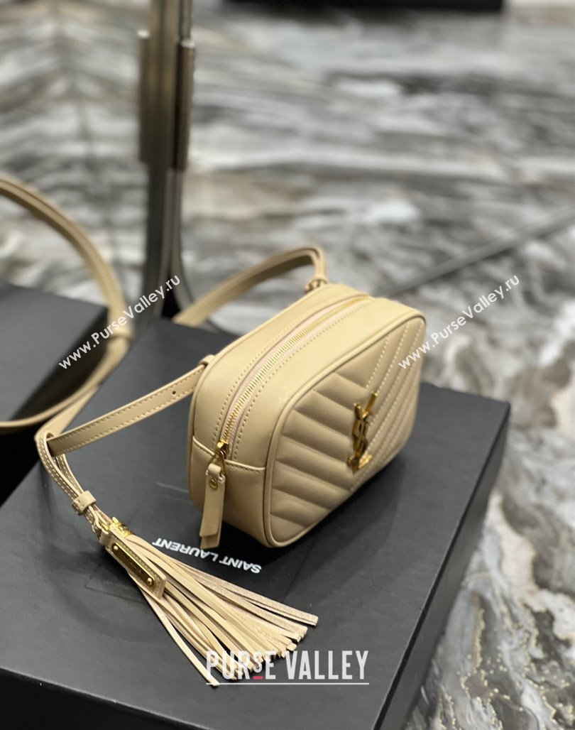 Saint Laurent Lou Tassel Belt Bag in Chevron Leather 534817 Beige 2024 0202 (YY-240202032)