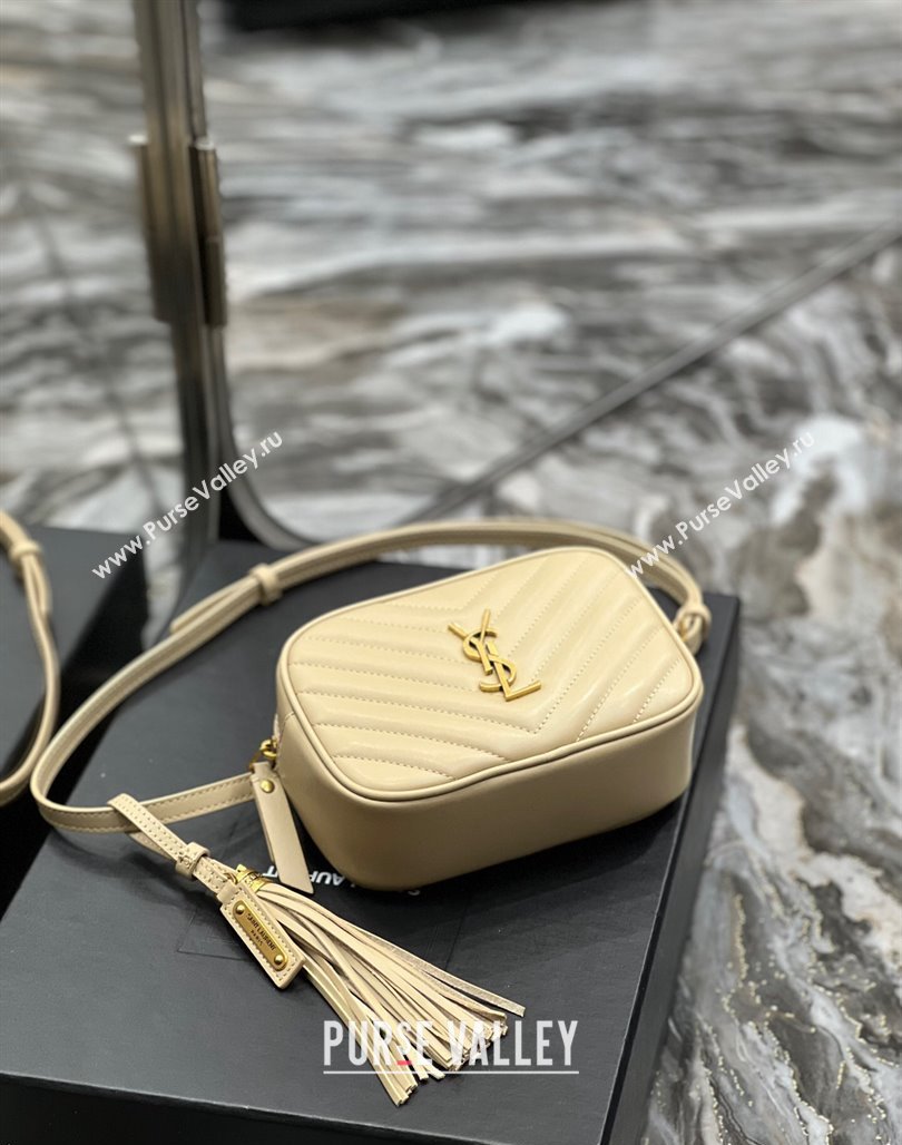 Saint Laurent Lou Tassel Belt Bag in Chevron Leather 534817 Beige 2024 0202 (YY-240202032)