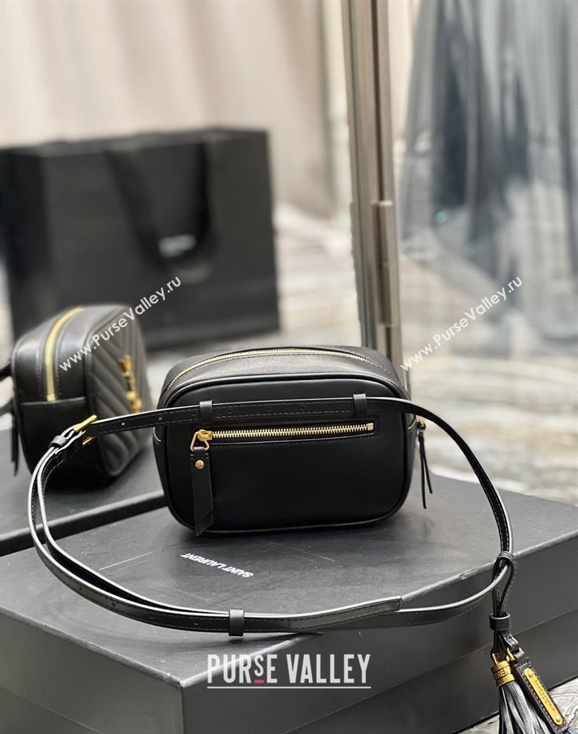 Saint Laurent Lou Tassel Belt Bag in Chevron Leather 534817 Black/Gold 2024 0202 (YY-240202034)