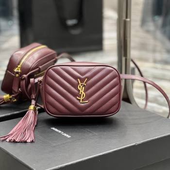 Saint Laurent Lou Tassel Belt Bag in Chevron Leather 534817 Burgundy 2024 0202 (YY-240202035)