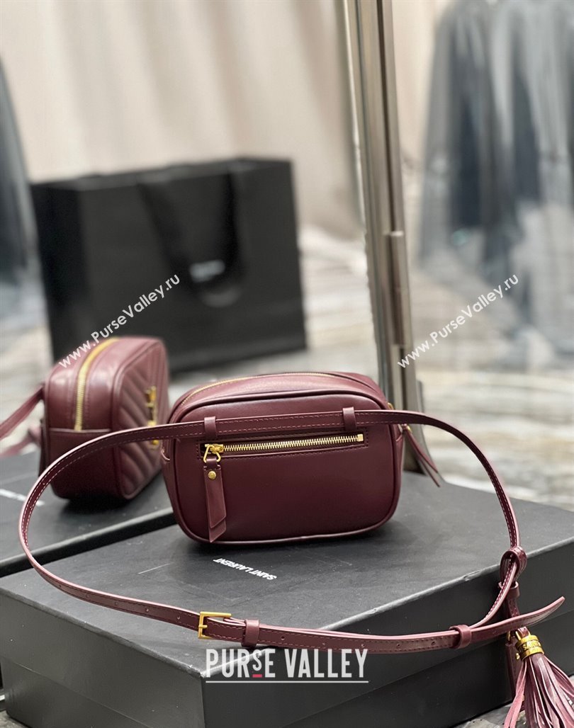 Saint Laurent Lou Tassel Belt Bag in Chevron Leather 534817 Burgundy 2024 0202 (YY-240202035)