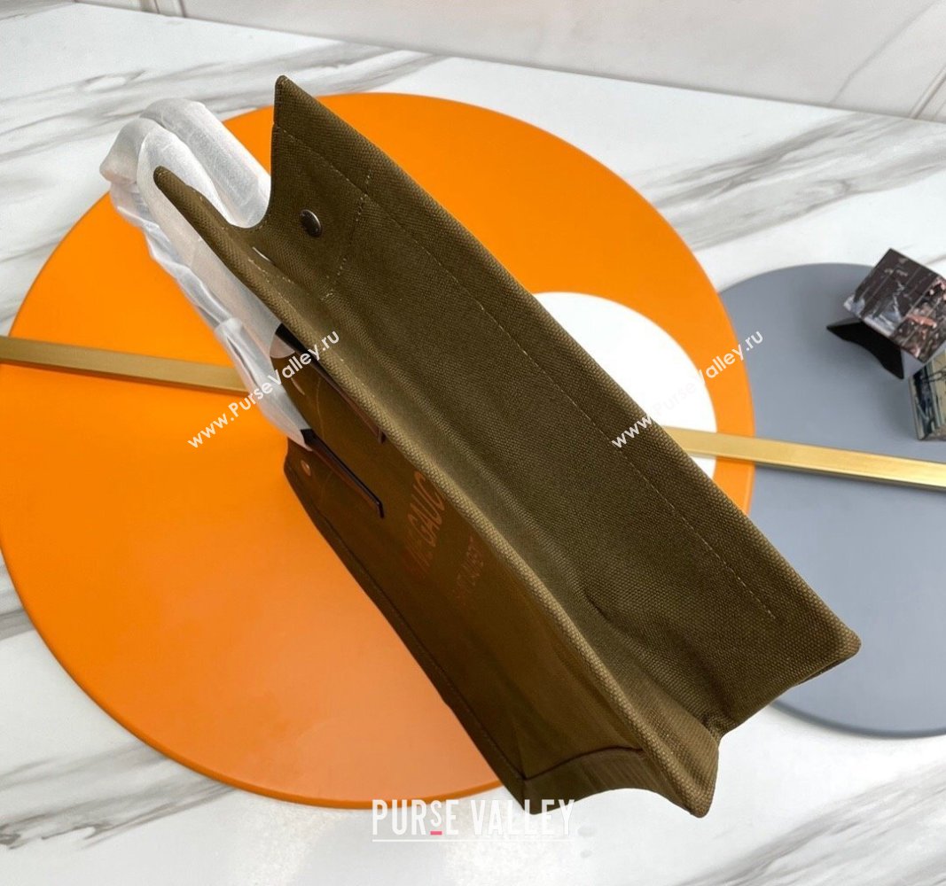 Saint Laurent Rive Gauche Small Tote bag in Linen and Cotton Army Green 2024 617481 (YY-240313124)