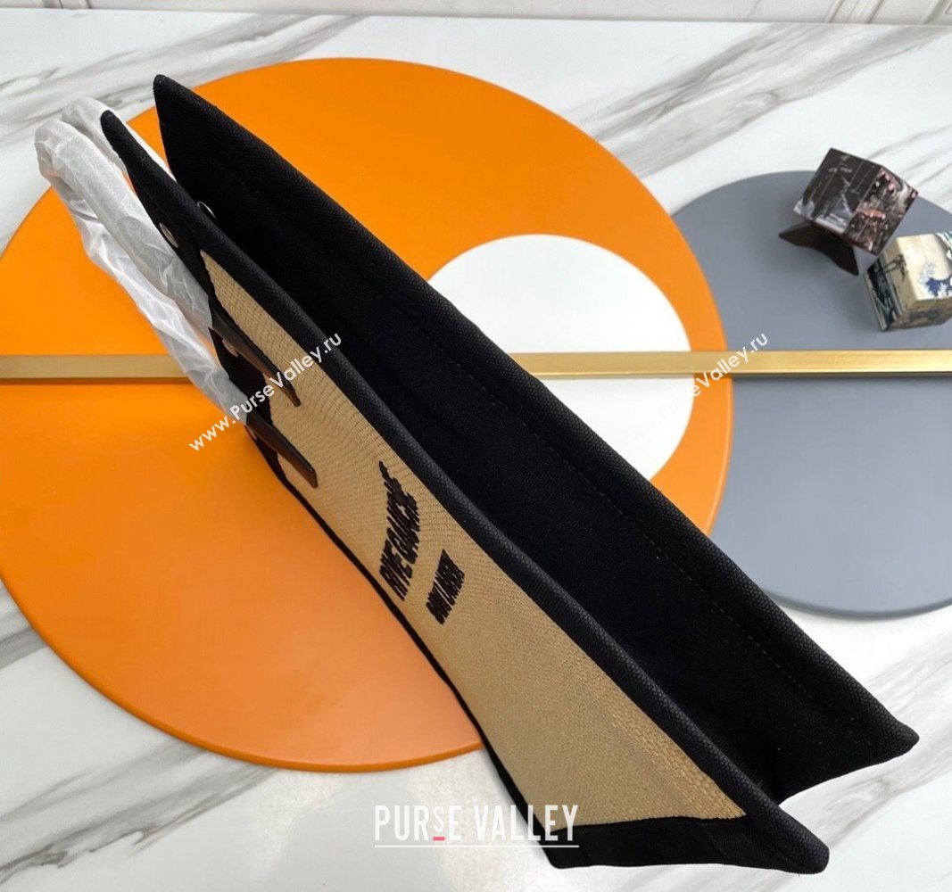 Saint Laurent Rive Gauche N/S Shopping Bag in Raffia Straw Beige 2024 631682 (YY-240313114)