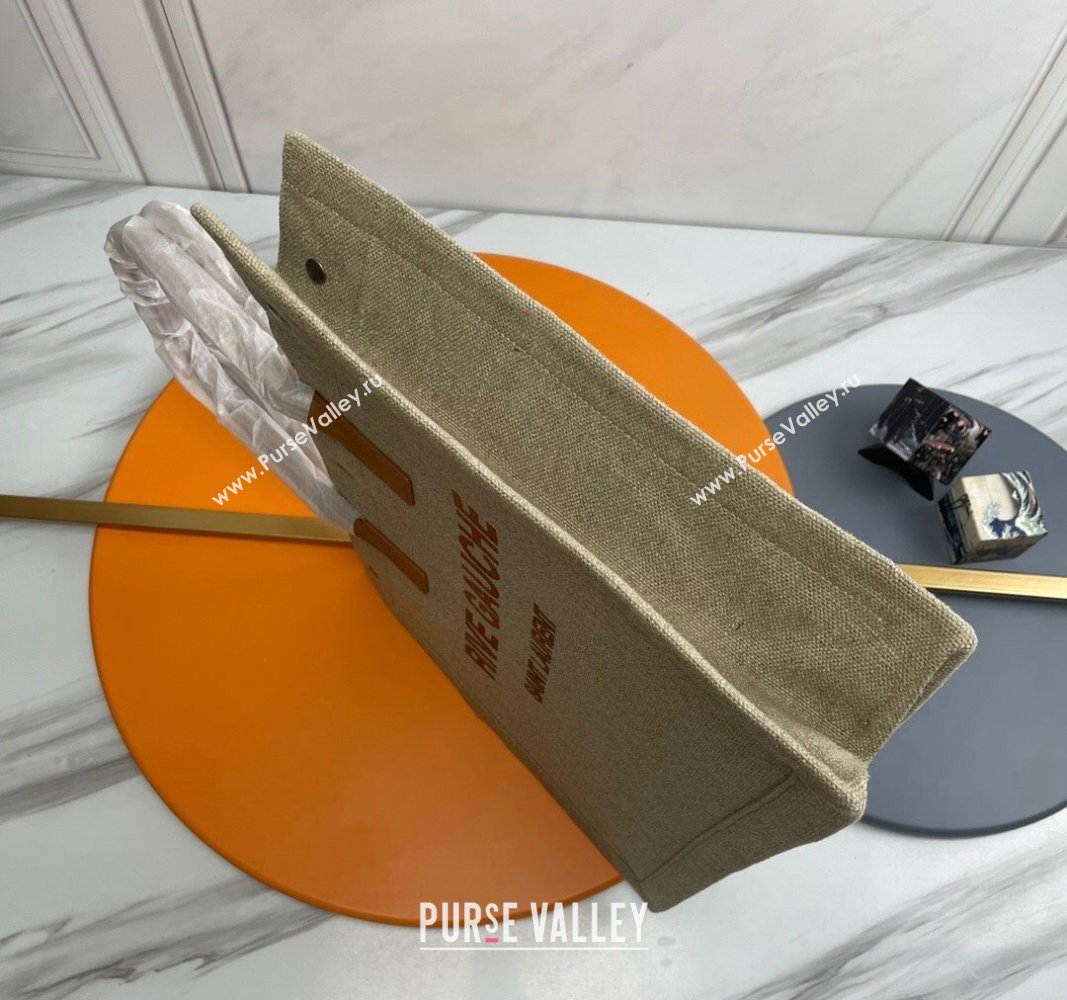 Saint Laurent Rive Gauche Large Tote bag in Linen and Cotton Khaki 2024 509415 (YY-240313129)