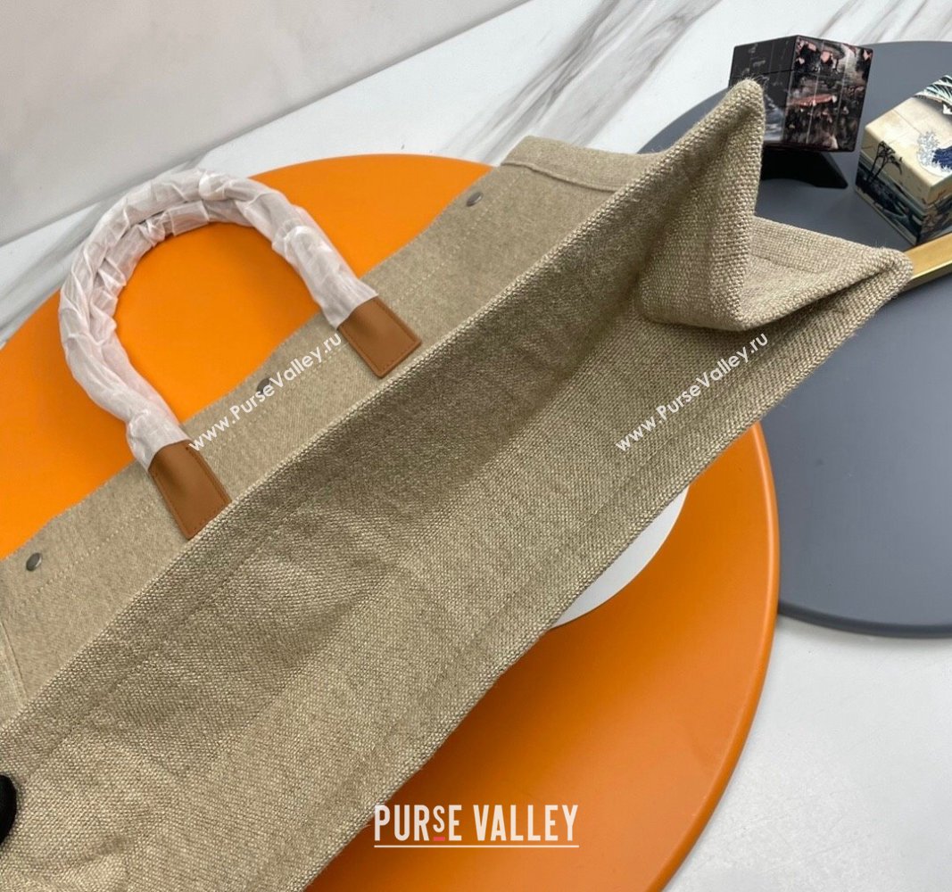 Saint Laurent Rive Gauche Large Tote bag in Linen and Cotton Khaki 2024 509415 (YY-240313129)