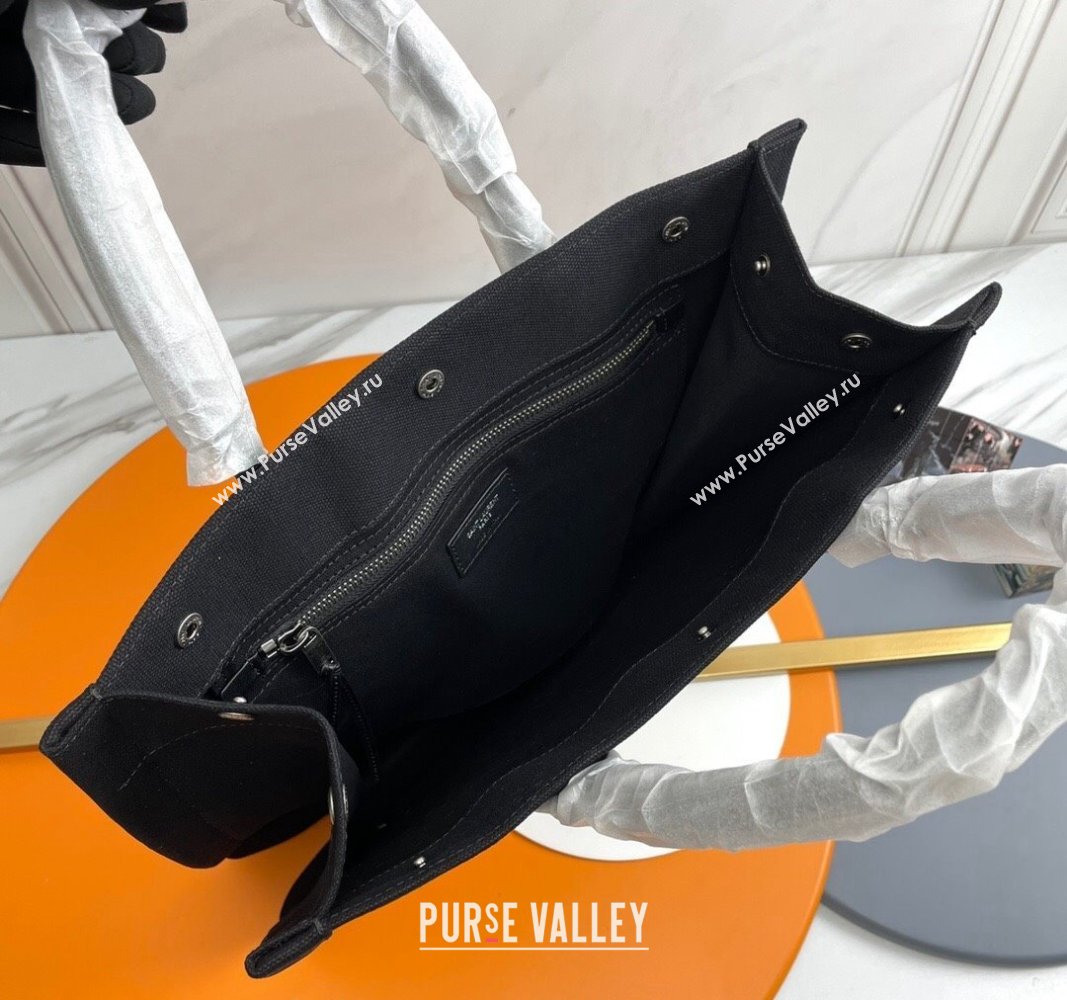 Saint Laurent Rive Gauche N/S Shopping Bag in Raffia Straw Beige 2024 631682 (YY-240313114)