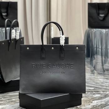 Saint Laurent Rive Gauche Large Tote Bag in Leather 509415 Black/Silver 2024 (YY-240313072)