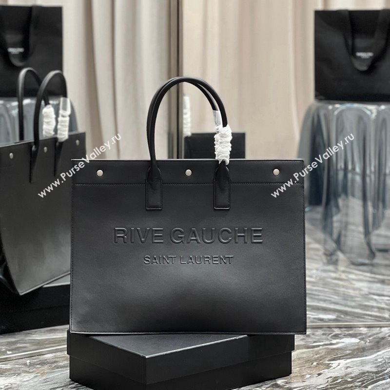 Saint Laurent Rive Gauche Large Tote Bag in Leather 509415 Black/Silver 2024 (YY-240313072)