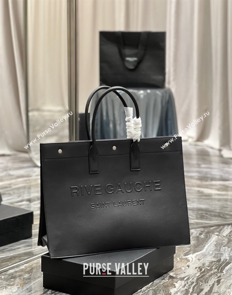 Saint Laurent Rive Gauche Large Tote Bag in Leather 509415 Black/Silver 2024 (YY-240313072)
