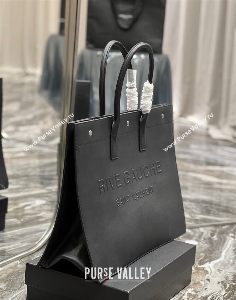 Saint Laurent Rive Gauche Large Tote Bag in Leather 509415 Black/Silver 2024 (YY-240313072)